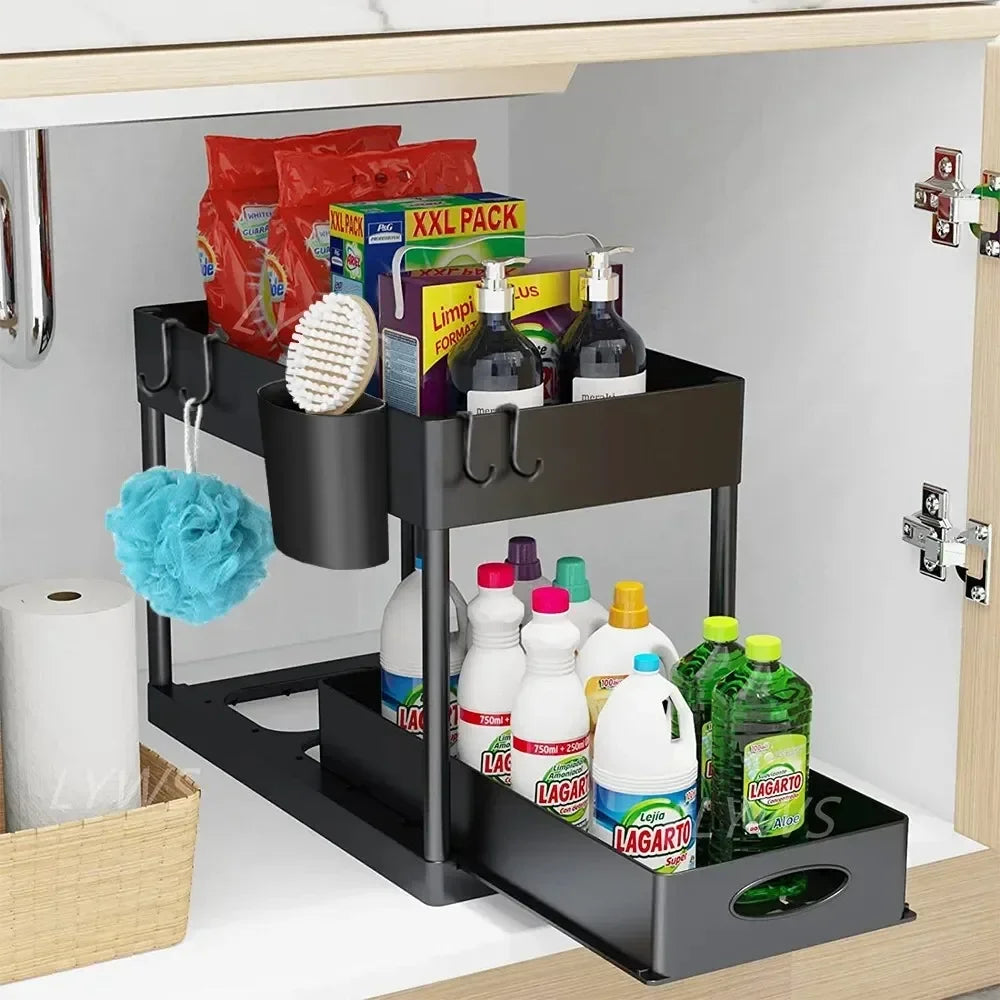 Premium Sliding Under-Sink Organizer - 2 Tiers