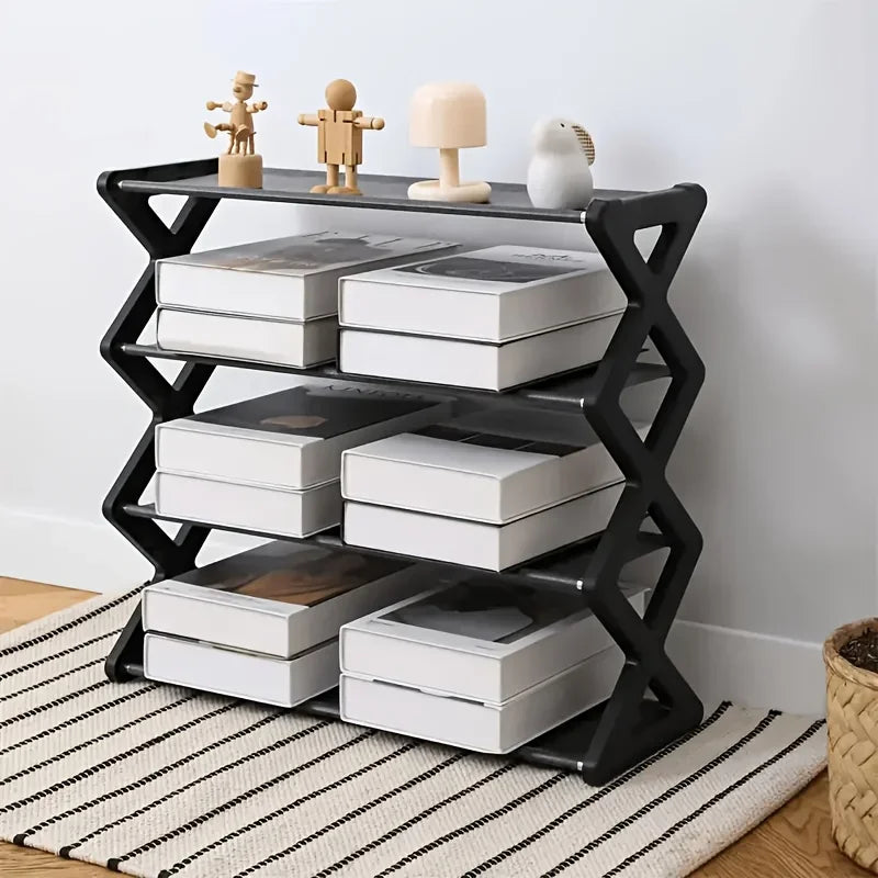 X-Frame Foldable Shoe Rack 4 Tiers | Space Saver for up to 8 Pairs | OLAVIS