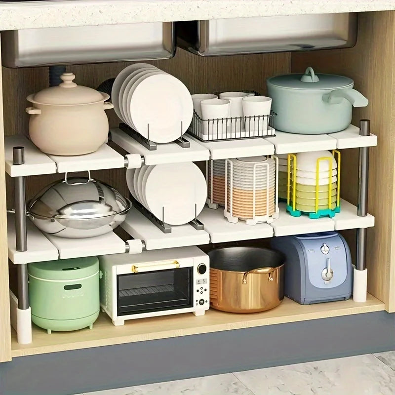Adjustable Under-Sink Shelf - Smart Storage Solution