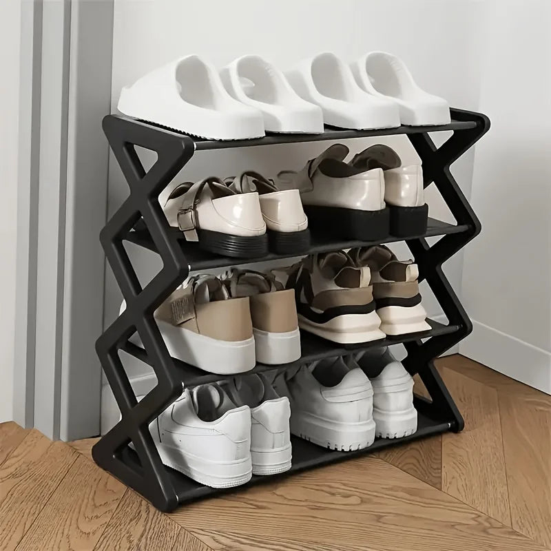 X-Frame Foldable Shoe Rack 4 Tiers | Space Saver for up to 8 Pairs | OLAVIS